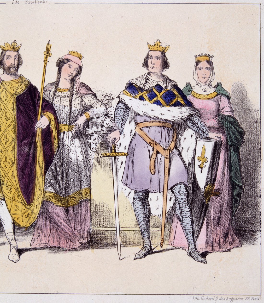 Philippe Auguste et Isabelle de Hainaut - dans "La monarchie française en estampes" - French School