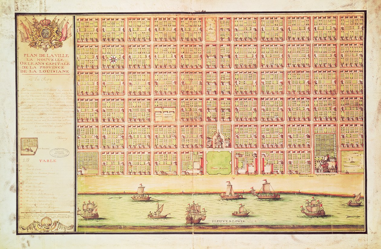Plan de la Nouvelle-Orléans, 1738 - French School