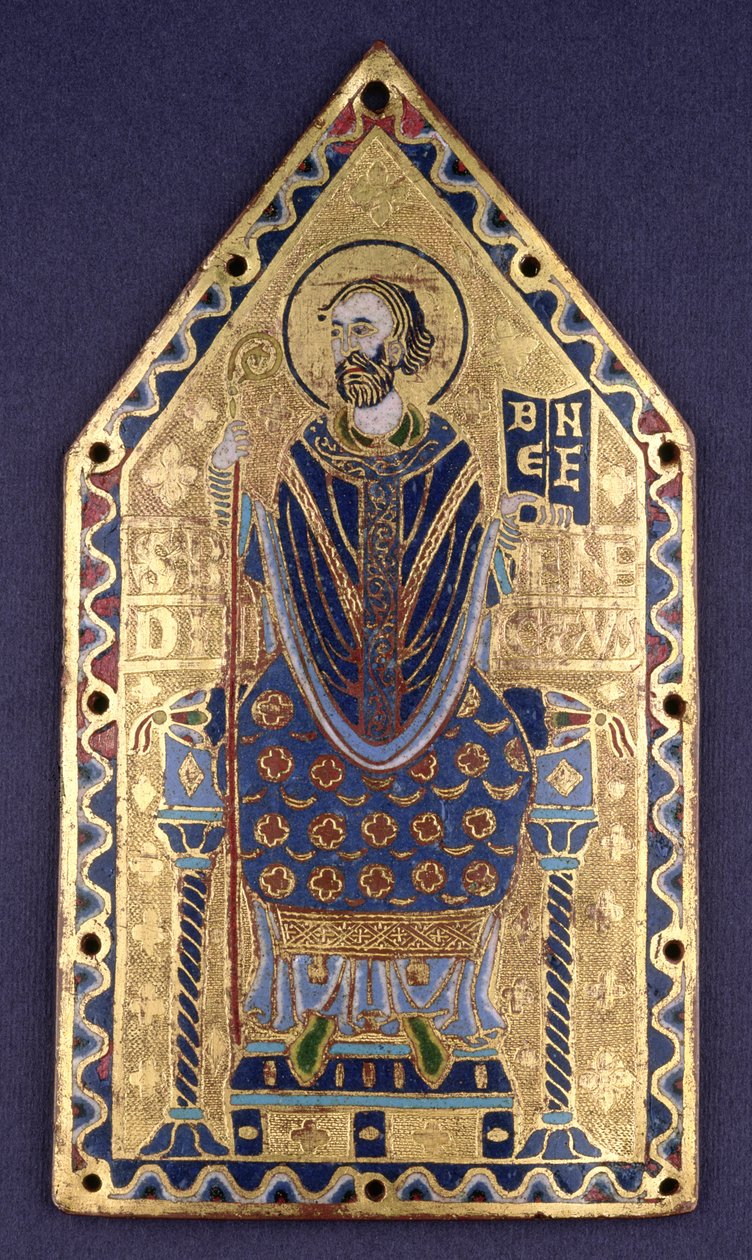 Plaque avec image de Saint Benoît - French School