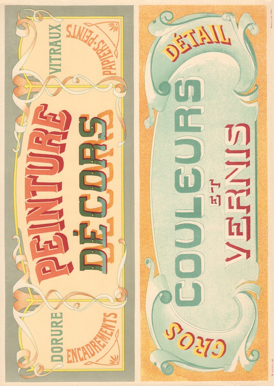 Planche 22 : Modèles de signalisation pour peintre de lettres Art Nouveau - French School