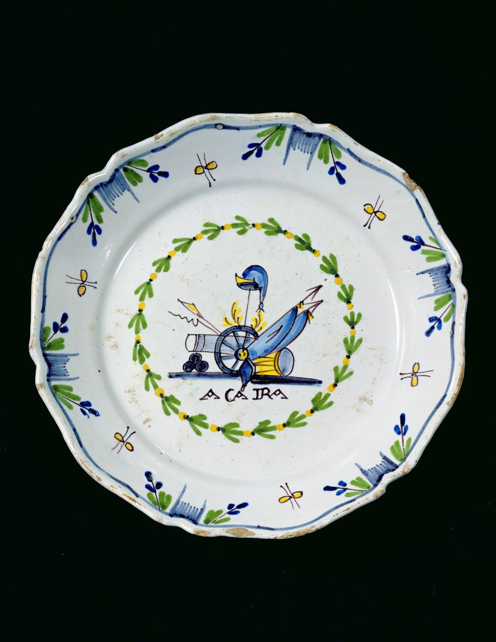 Assiette décorée avec la phrase Ça ira - French School