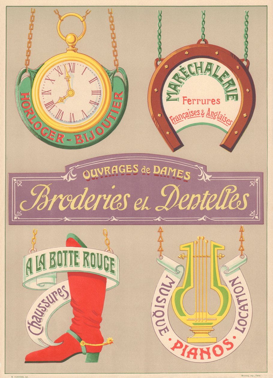 Planche n° 15 : Modèles de signalisation pour peintre de lettres Art Nouveau - French School