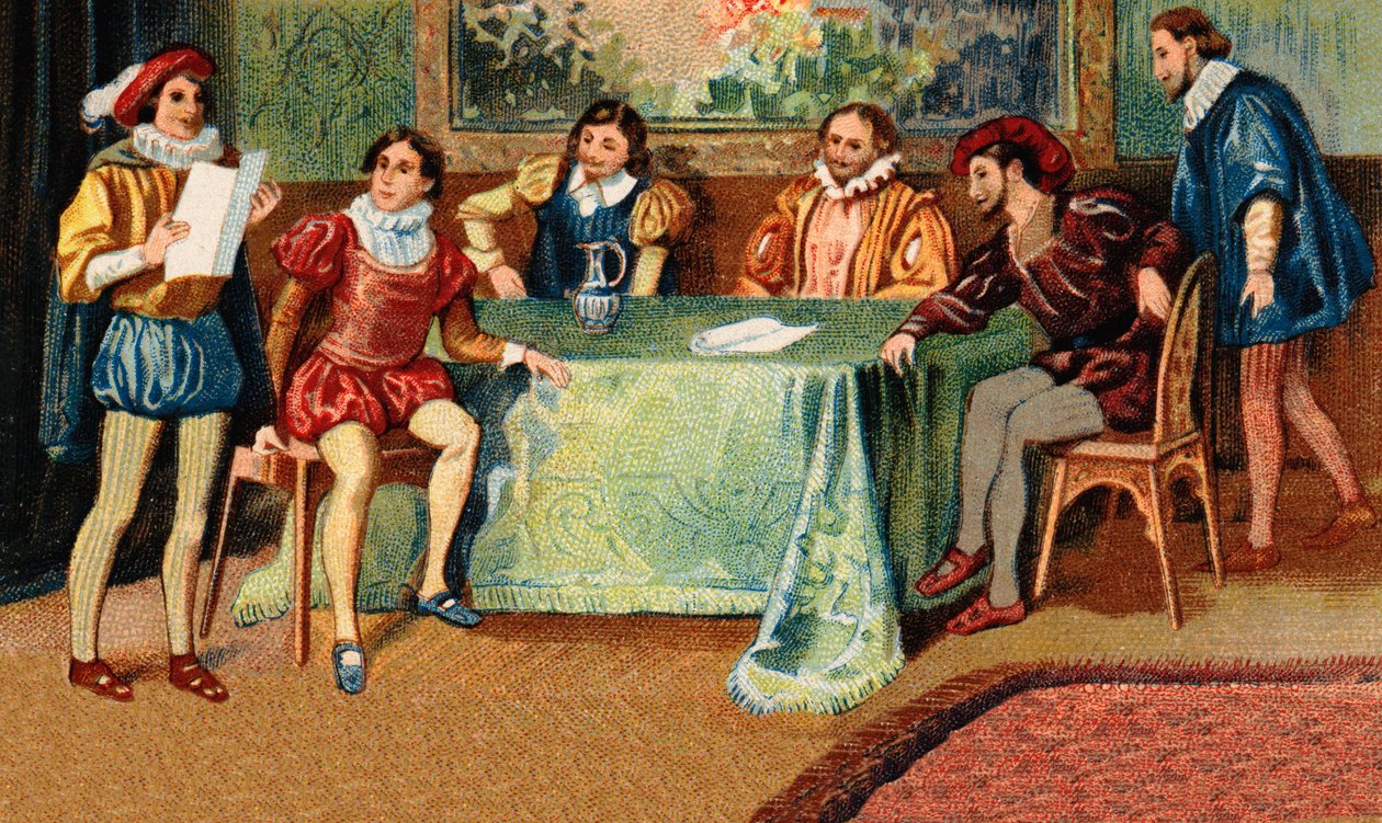Pléiade chez Ronsard. Les poètes Joachim du Bellay (1522-1560), Jean Antoine de Baïf (1532-1589), Jean Dorat (Auratus de son vrai nom Jean Dinemandi). - French School