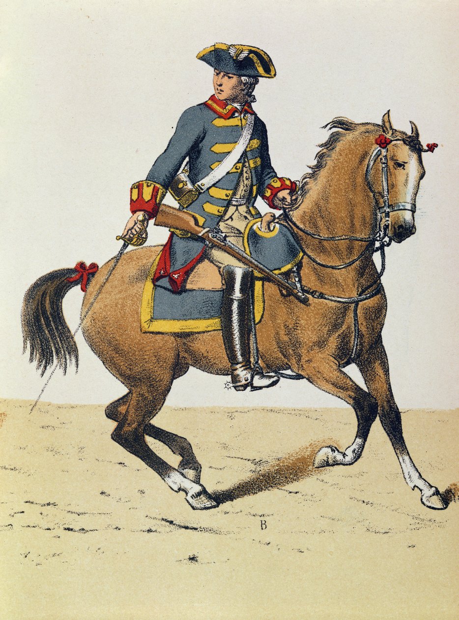 Officier de police vers 1750 monté sur un cheval, 19e siècle - French School