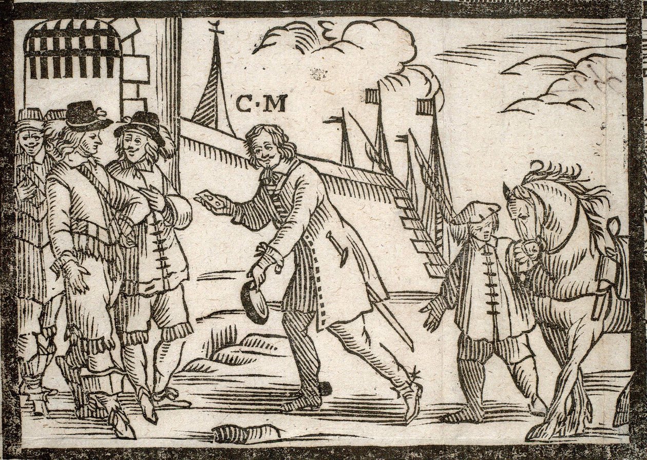 Pamphlets politiques Mazarinade : Mazarin libère les princes au Havre, gravure sur bois - French School