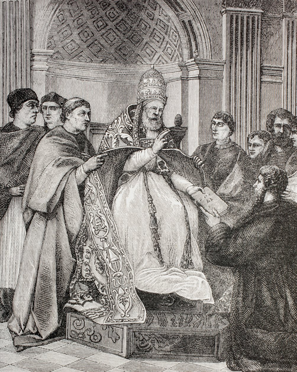 Le pape Grégoire IX remettant les Décrétales à un avocat du Consistoire, de 