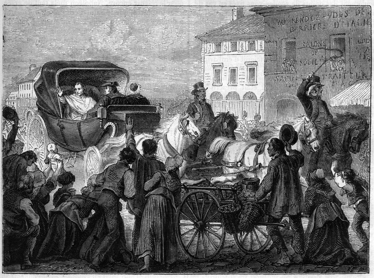 Le pape Pie VII (PIO PIUS) (1742-1823) quitte Paris le 4 avril - French School