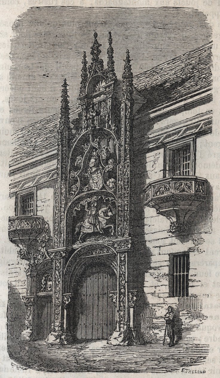 Porte du Palais Ducal de Nancy (Palais des Ducs de Lorraine) (1502-1512) - gravure dans 