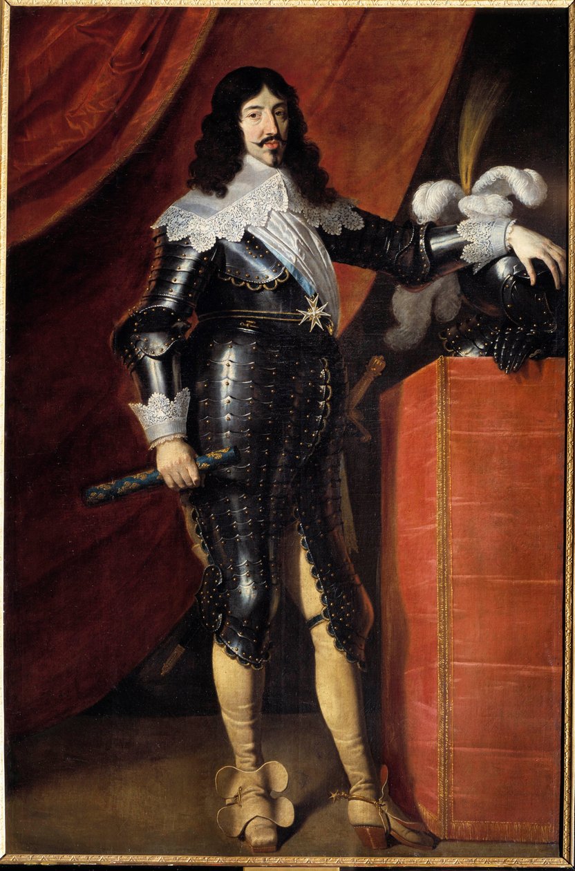 Portrait en pied de Louis XIII en armure - French School
