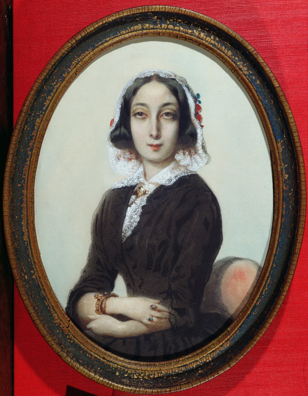 Portrait miniature de George Sand (1804-76) vers 1840 - French School