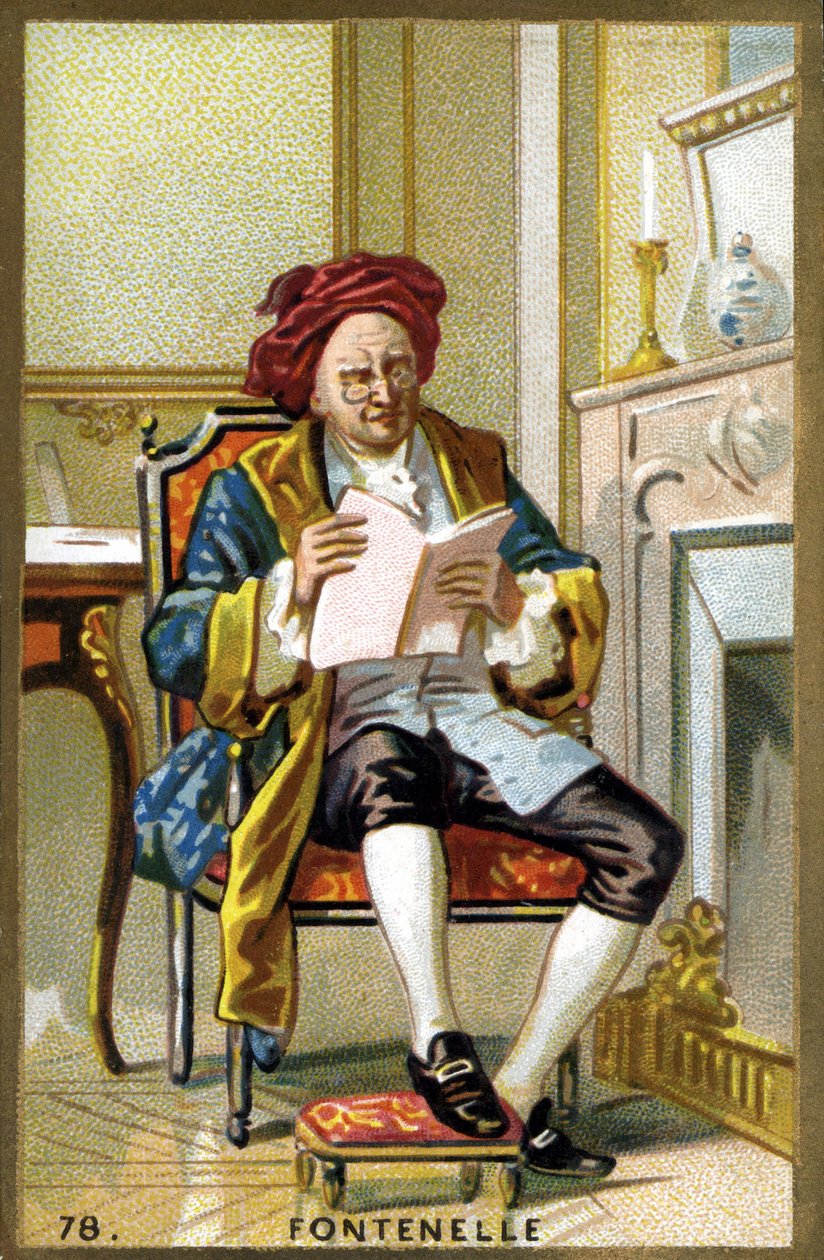 Portrait de Bernard Le Bouyer (Le Bovier) de Fontenelle (1657-1757). Chromolithographie de la fin du XIXe siècle - French School