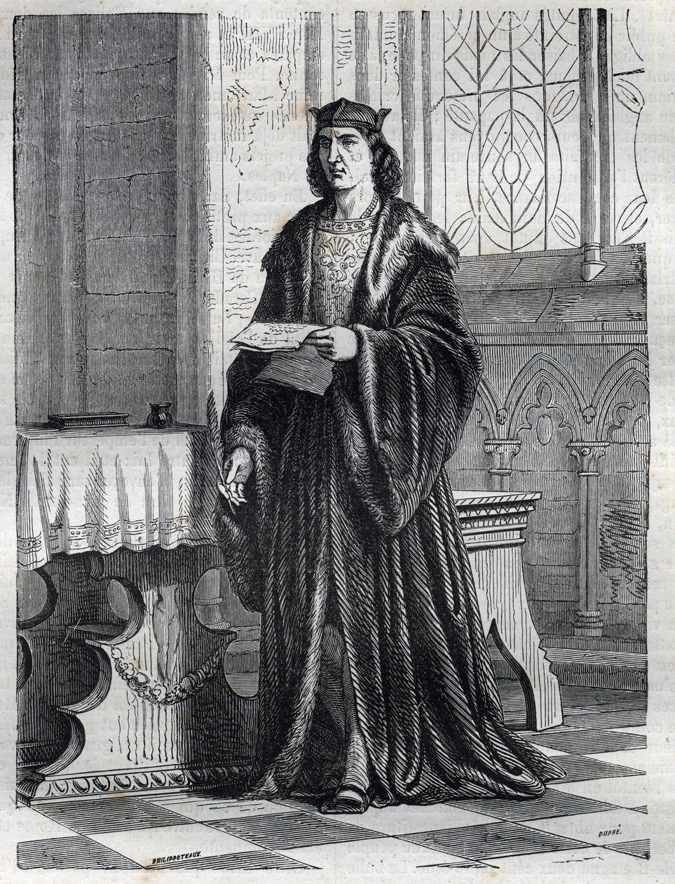 Portrait du cardinal Pietro Carafa ou Caraffa ou Jean Pierre Caraffa futur pape Paul IV (Paolo IV 1476-1559) Gravure dans « Histoire des Papes (...) Crimes des Reines Rois et Empereurs à travers les siècles » par Maurice Lachatre - French School