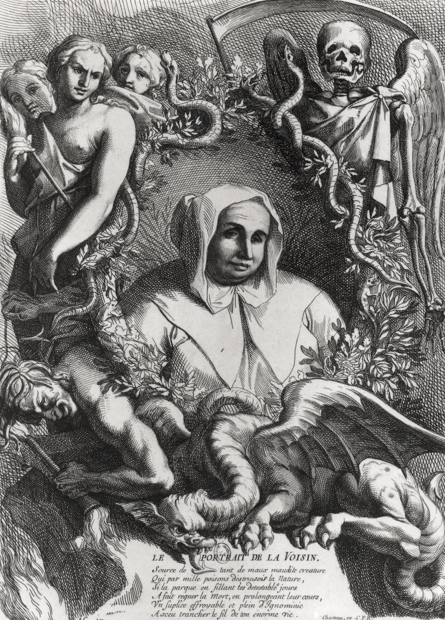Portrait de Catherine Monvoisin (La Voisin) (1640-80) (gravure) (photo nb) - French School
