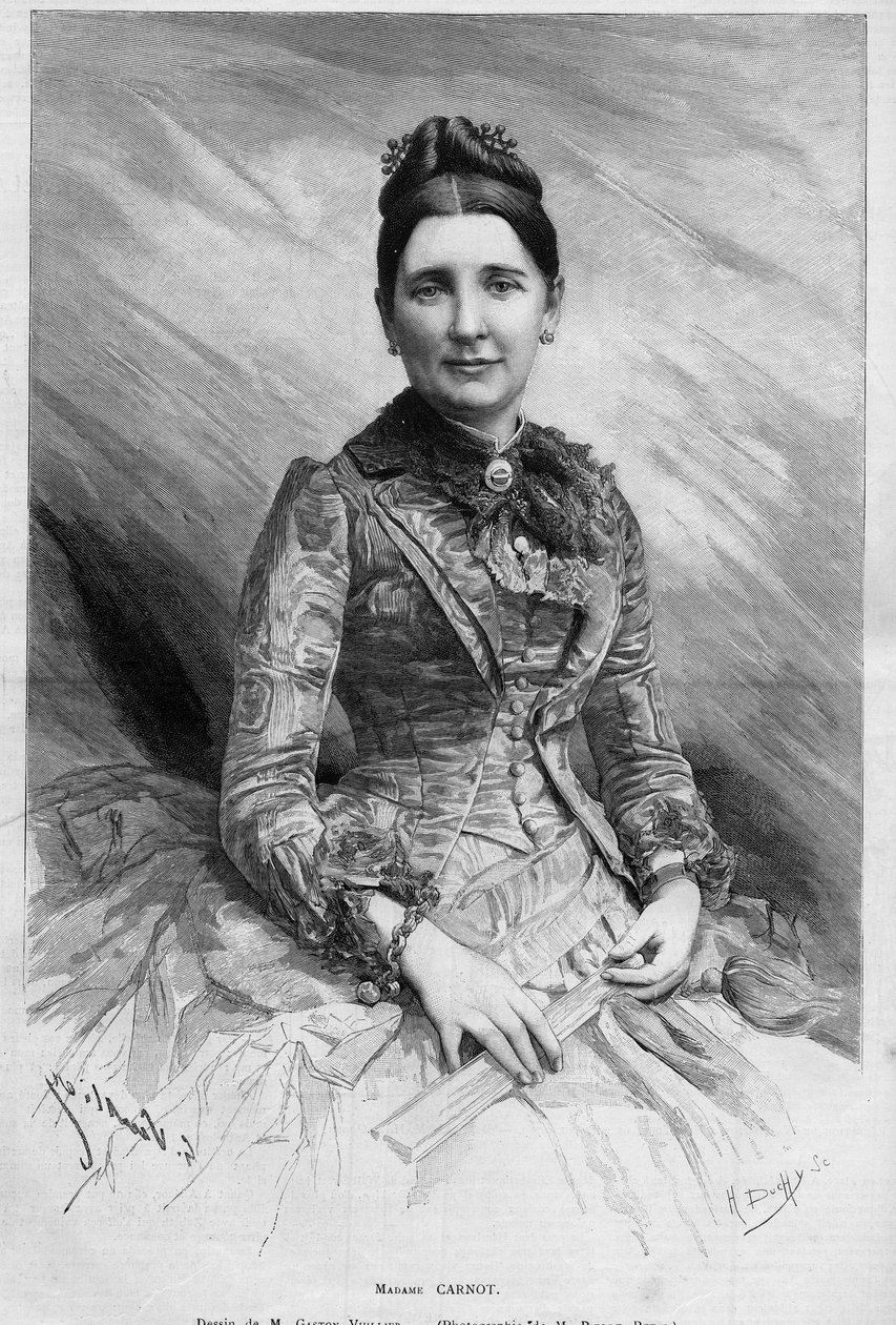 Portrait de Cécile Carnot (née Dupont-White) (1841-1898), épouse de Sadi Carnot, Président de la République française. Gravure dans "Le Monde Illustré" n°1678 du 25 mai 1889 - French School