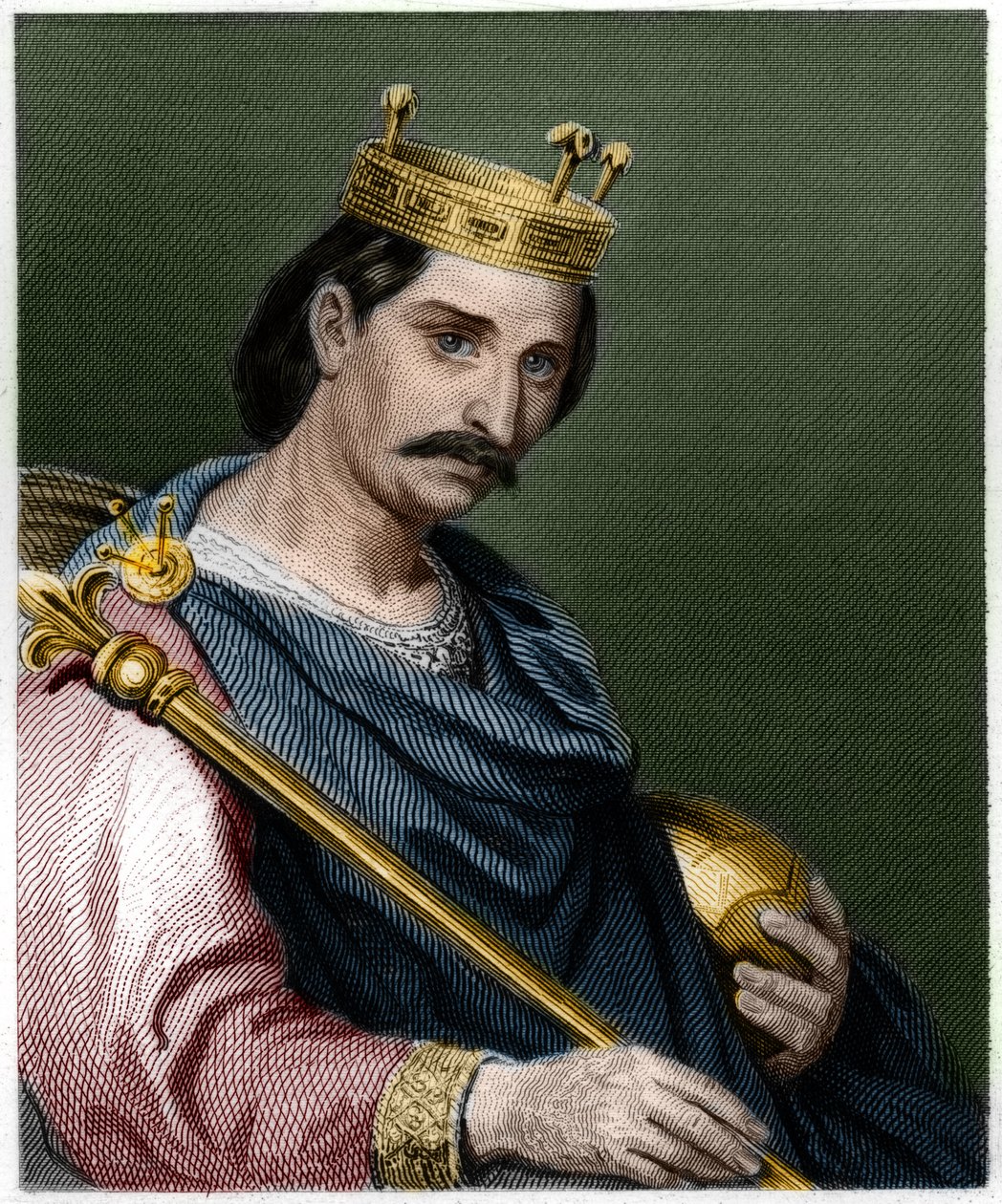Portrait de Charles II le Chauve (823-877), roi de France - dans « Histoire des Français » de Lavallée, gravure, sd - French School