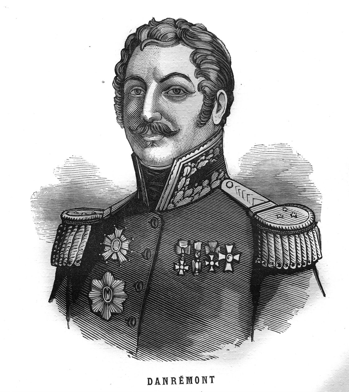 Portrait de Charles Marie, Comte Denys de Damrémont (1783-1837), général français. Gravure dans "Les Illustrations De L