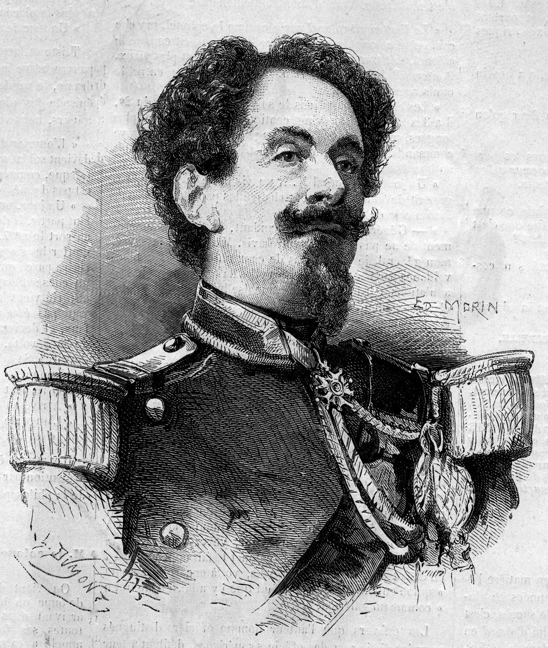 Portrait de Charles Victor Frébault (Général Frébault) (1813-1888), Gouverneur de la Guadeloupe. Gravure dans « Le Monde Illustré » n°148 du 11 février 1860 - French School