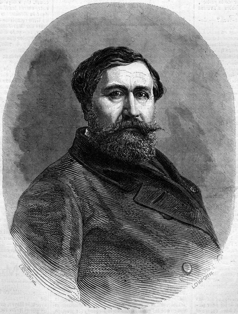 Portrait du comte Alfred Émilien de Nieuwerkerke (1811-1892), sculpteur français et haut fonctionnaire. Gravure dans « Le Monde Illustré » n°212 du 4 mai 1861. - French School