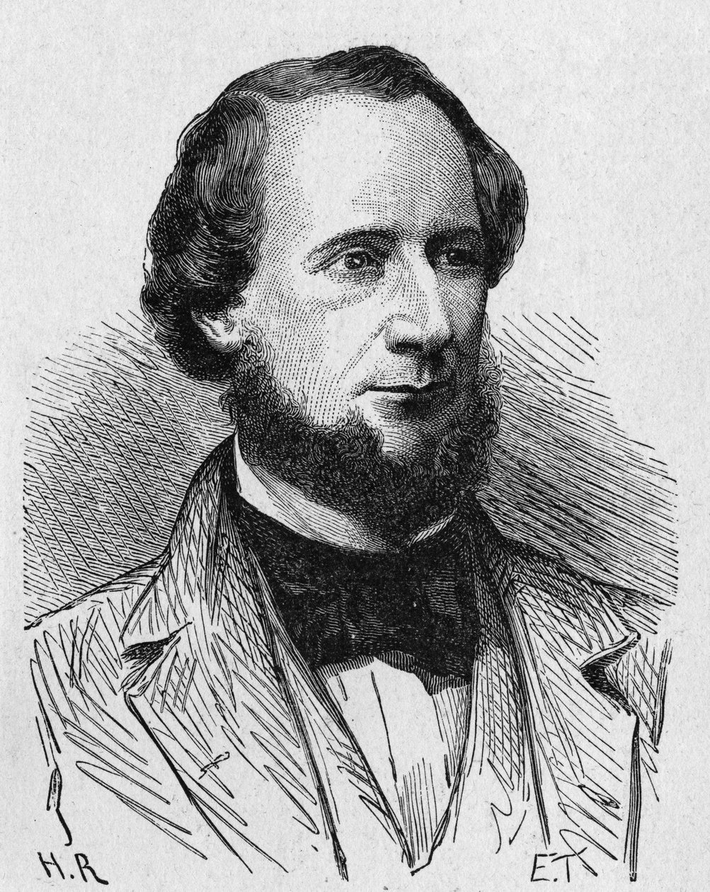 Portrait de Cyrus West Field (1819 - 1892), industriel américain - dans "Album de la Science; savants illustres; Grandes découvertes" 1896. - French School
