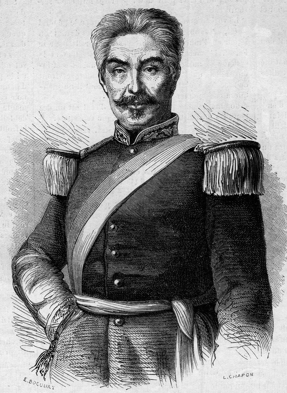 Portrait de Don Miguel San Roman (1803-1863), président du Pérou. Gravure dans « Le Monde Illustré » n°320 du 30 mai 1863. - French School
