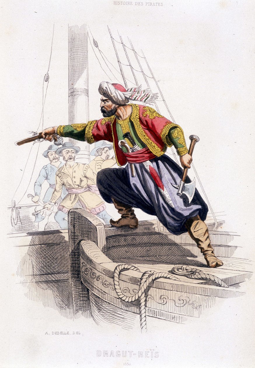 Portrait de Dragut - Reïs, pirate turc du 16e siècle - dans « Histoire des pirates et corsaires de l