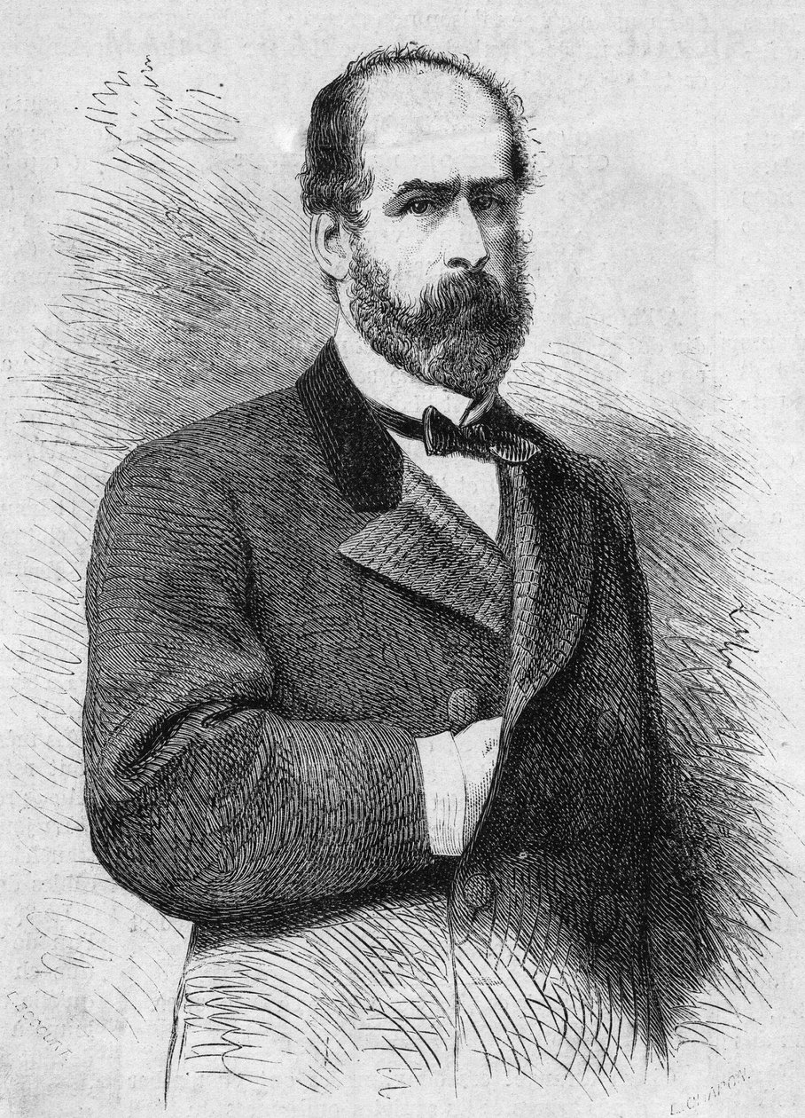 Portrait de Federico Errazuriz Zanartu, président de la République du Chili. Gravure dans "Le Monde Illustré" n°760 du 4 novembre - French School