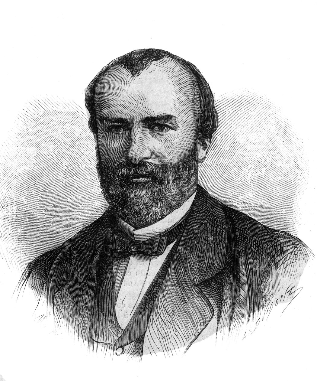 Portrait de François-Saturnin-Léonide Babaud-Laribière, homme politique et franc-maçon français - Gravure de 1870 - French School