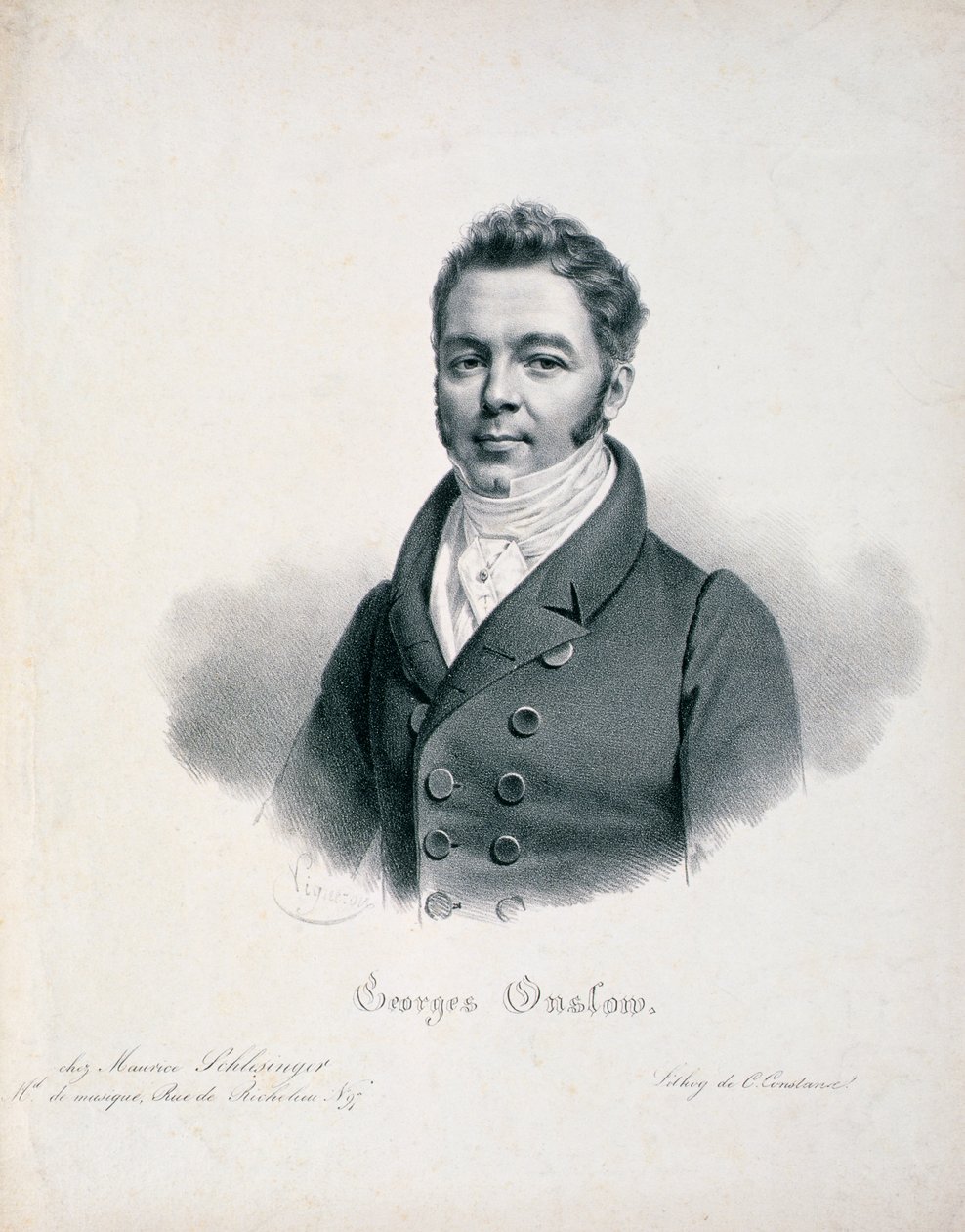Portrait de George Onslow (1784-1853) gravé par C. Constance - French School