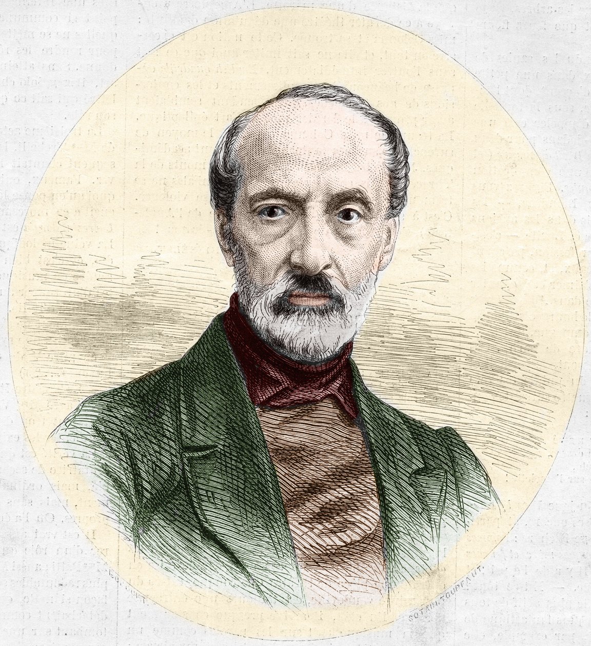 Portrait de Giuseppe Mazzini (1805-1872), homme politique et nationaliste italien. Gravure dans "Le Monde Illustré" n°779 du 16 mars 1872. - French School