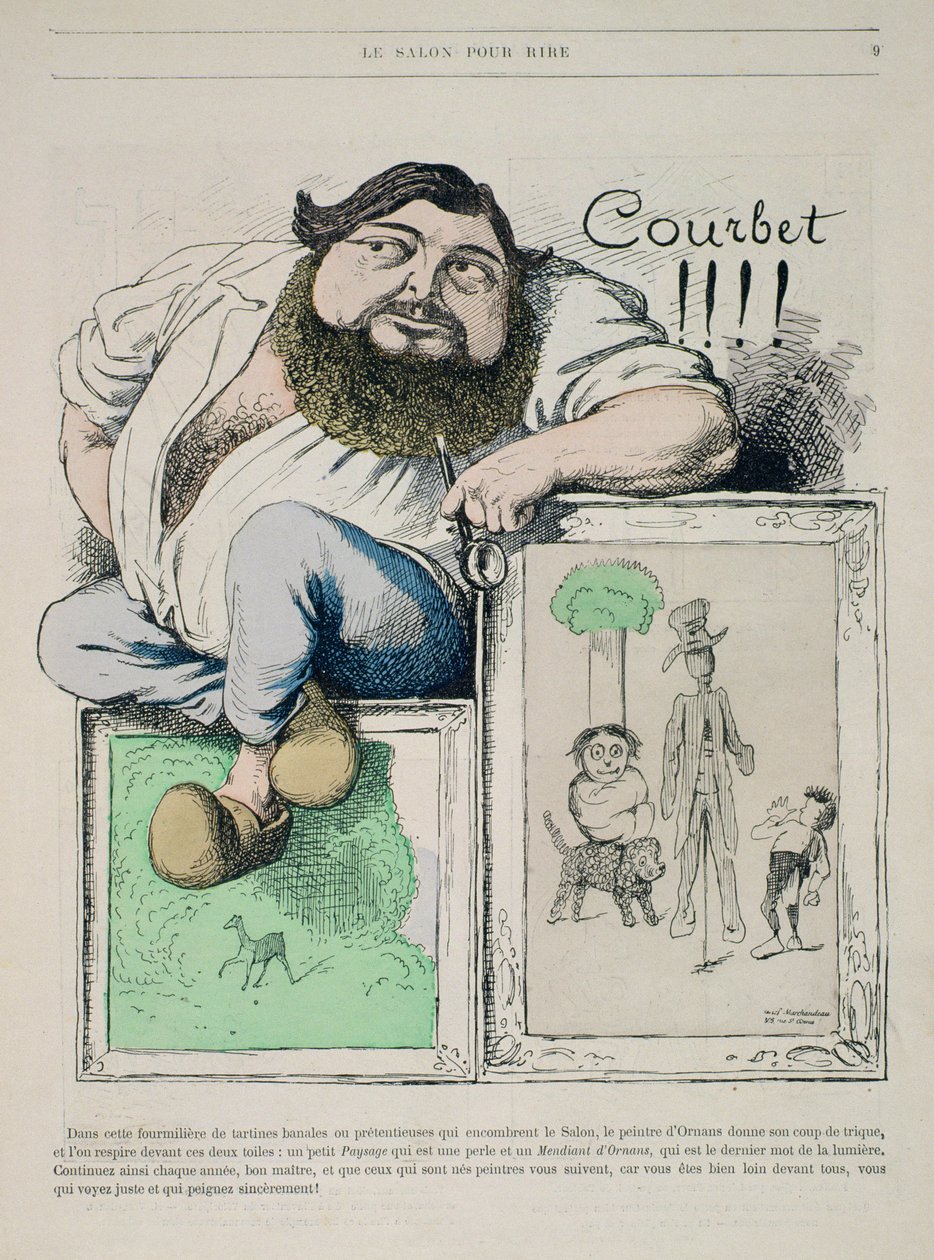 Portrait de Gustave Courbet (1819-77) illustration de Gill Revue, publié par Marchandeau en 1868 - French School