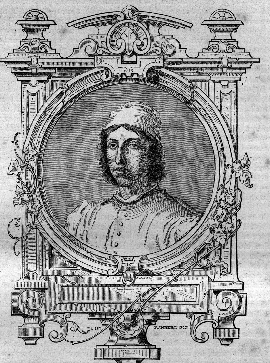 Portrait de Herimar, abbé de Saint-Denis de Reims (mort en 1070). Gravure dans « Histoire des papes-rois-reines et empereurs à travers les siècles » par Maurice Lachatre - French School
