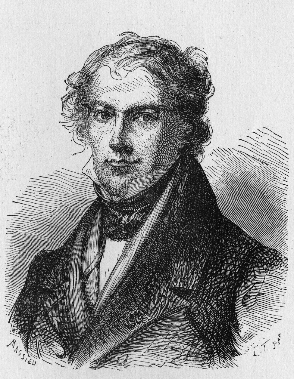 Portrait de J. B. Biot (1774 - 1862), physicien français - dans "Album de la Science; savants illustres; Grandes découvertes" 1896. - French School