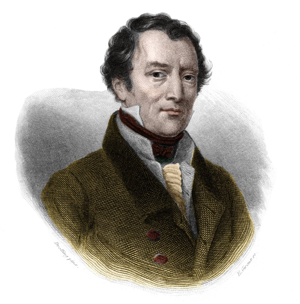 Portrait de Jacques-Antoine Manuel (1775-1827), avocat et homme politique français. Dans le livre « Livre des Orateurs » de Louis de Cormenin Timon. 1842. Collection privée. - French School