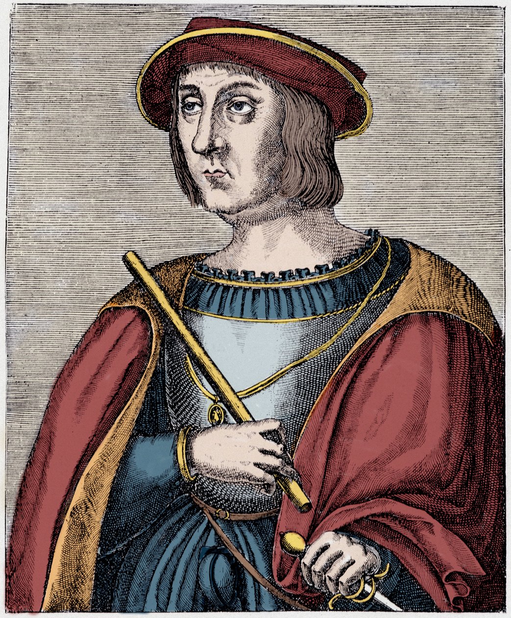 Portrait de Jacques II de Chabannes (La Palice) (1470-1525) gravure de "Louis XII et Anne de Bretagne" par Paul Lacroix, éd Georges Hurtrel - French School