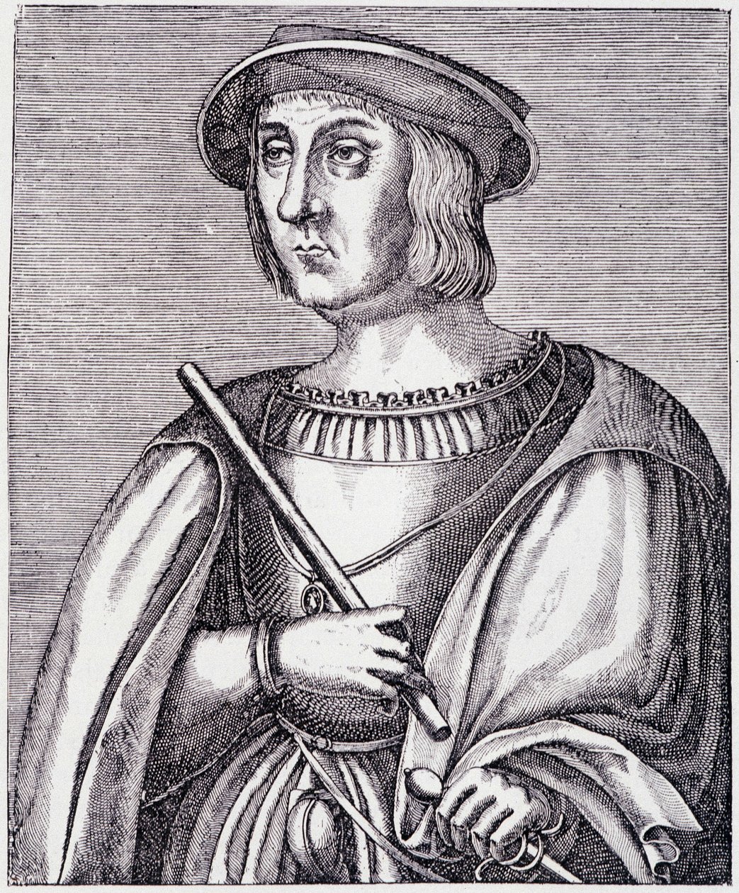 Portrait de Jacques II de Chabannes (La Palice) (1470-1525) gravure de « Louis XII et Anne de Bretagne » par Paul Lacroix, éd. Georges Hurtrel - French School