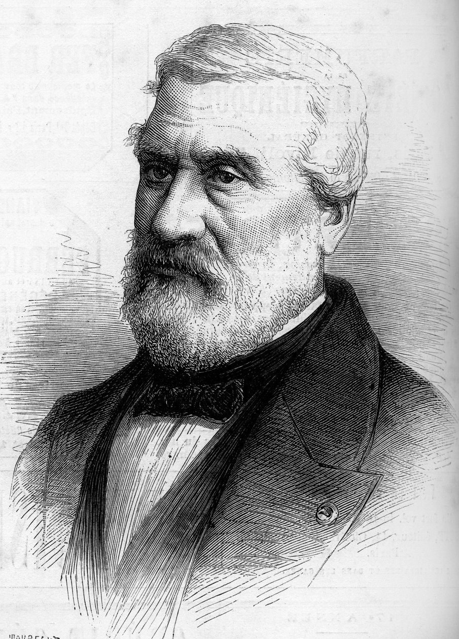Portrait de Jean Antoine Théodore, Baron Gudin (1802-1880), peintre français. Gravure dans "Le Monde Illustré" n°1206 du 8 avril 1880. - French School