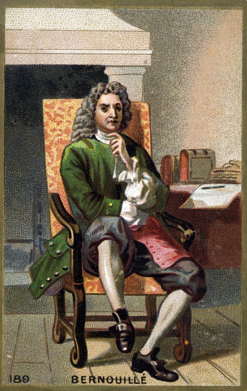 Portrait de Jean Bernoulli (Johann Bernouilli) (1667-1748). Chromolithographie de la fin du XIXe siècle - French School