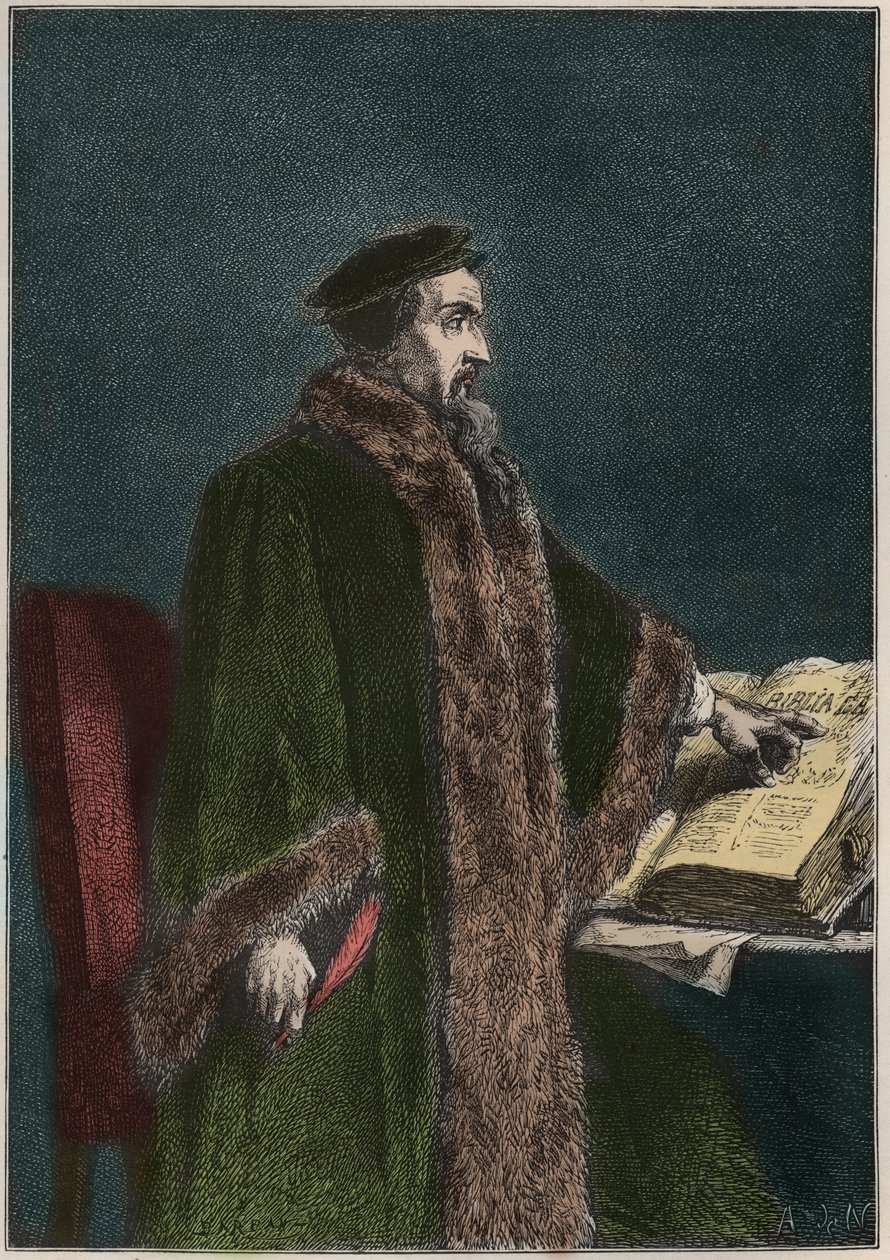 Portrait de Jean Calvin (Jean Cauvin) (1509-1564), réformateur religieux et écrivain français - gravure de "L