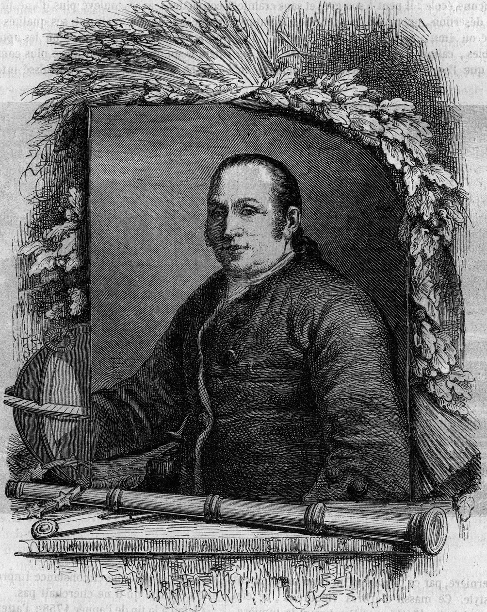 Portrait de Jean George (Johann Georg) Palitzsch (1723-1788), astronome allemand. Gravure dans "Le Magasin pittoresque" - French School