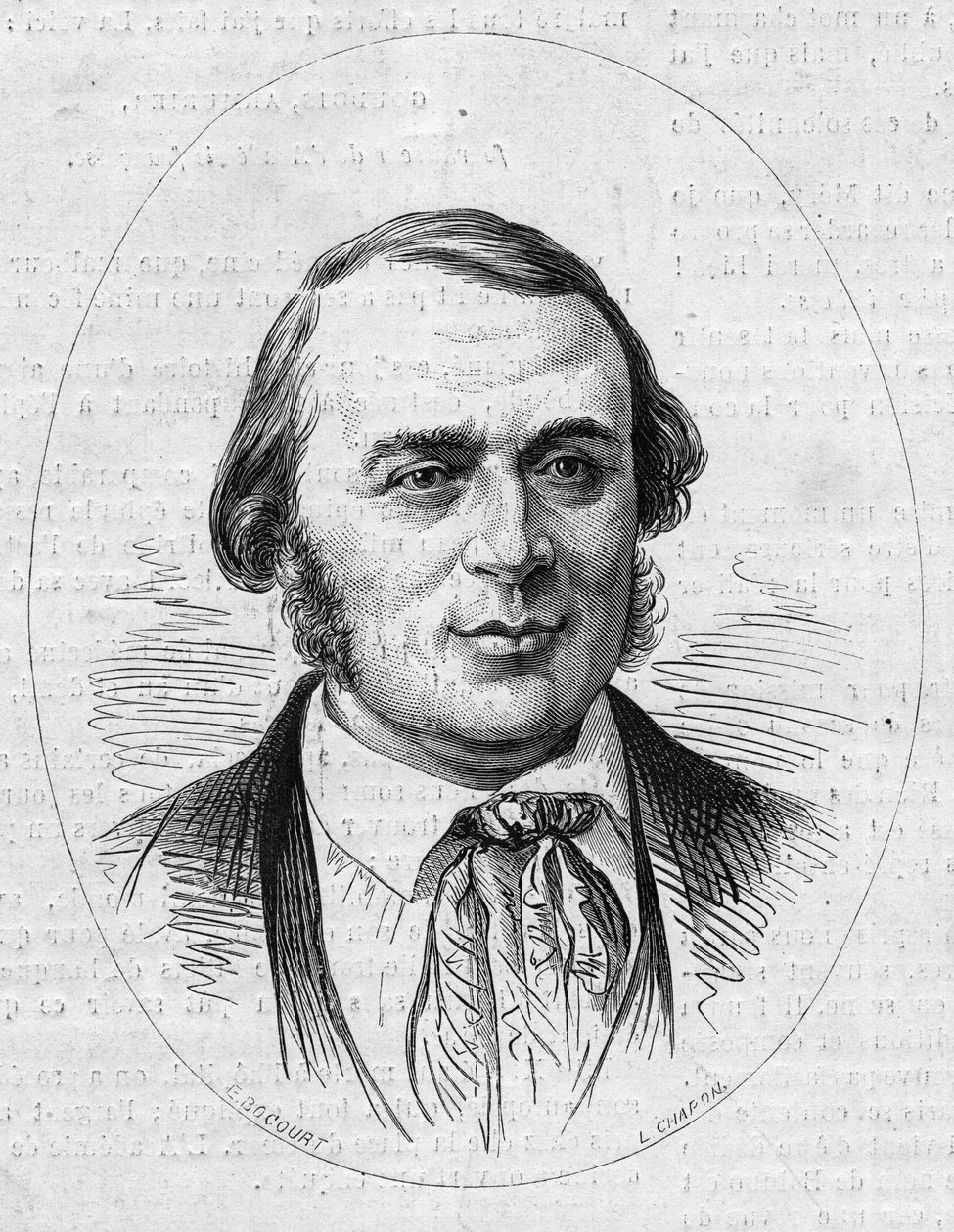 Portrait de Jean Louis Rodolphe Agassiz (1807-1873), naturaliste américain. Gravure dans "Le Monde Illustré" n°872 du 27 décembre 1873 - French School