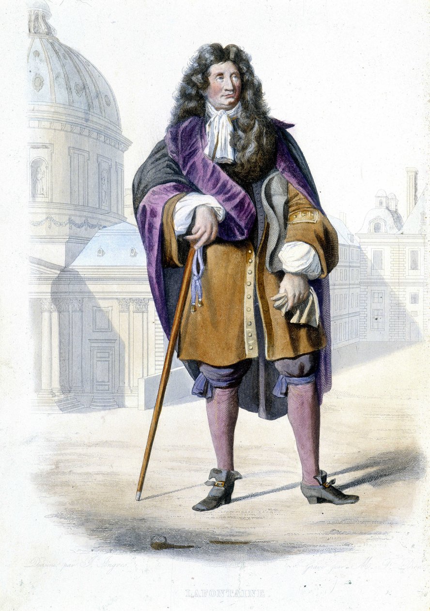 Portrait de Jean de La Fontaine, écrivain français (1621-1695) - dans « Le Plutarque français », par Mennechet - French School