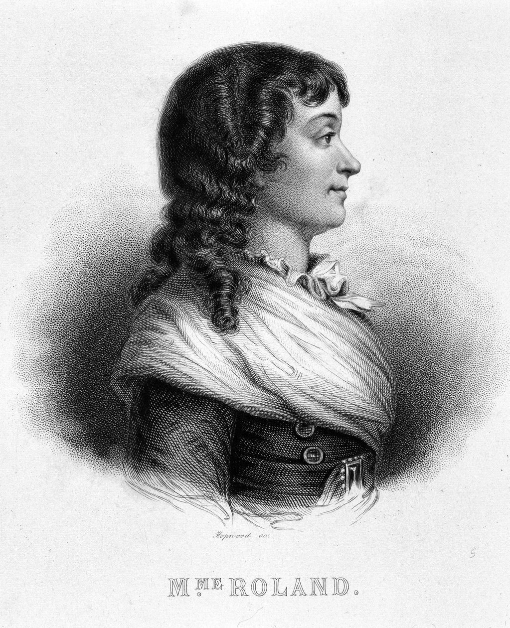 Portrait de Jeanne Marie ou Manon Philipon, Madame Roland (1754 - 1793) - dans "Révolution française" par Thiers - French School