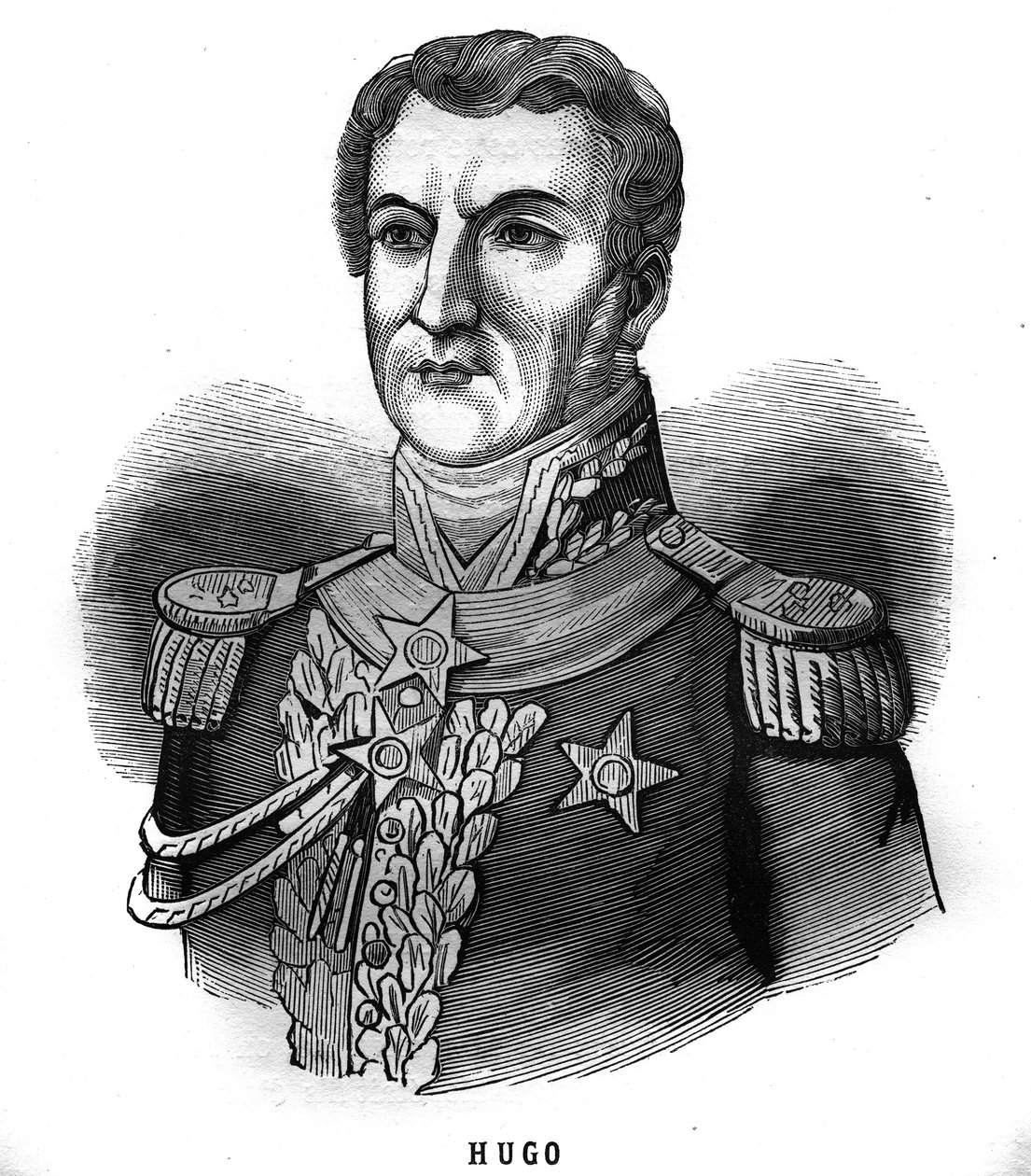 Portrait de Joseph Léopold Sigisbert Hugo (1773-1828), général du Premier Empire, père de Victor Hugo. Gravure dans "Les Illustrations de l