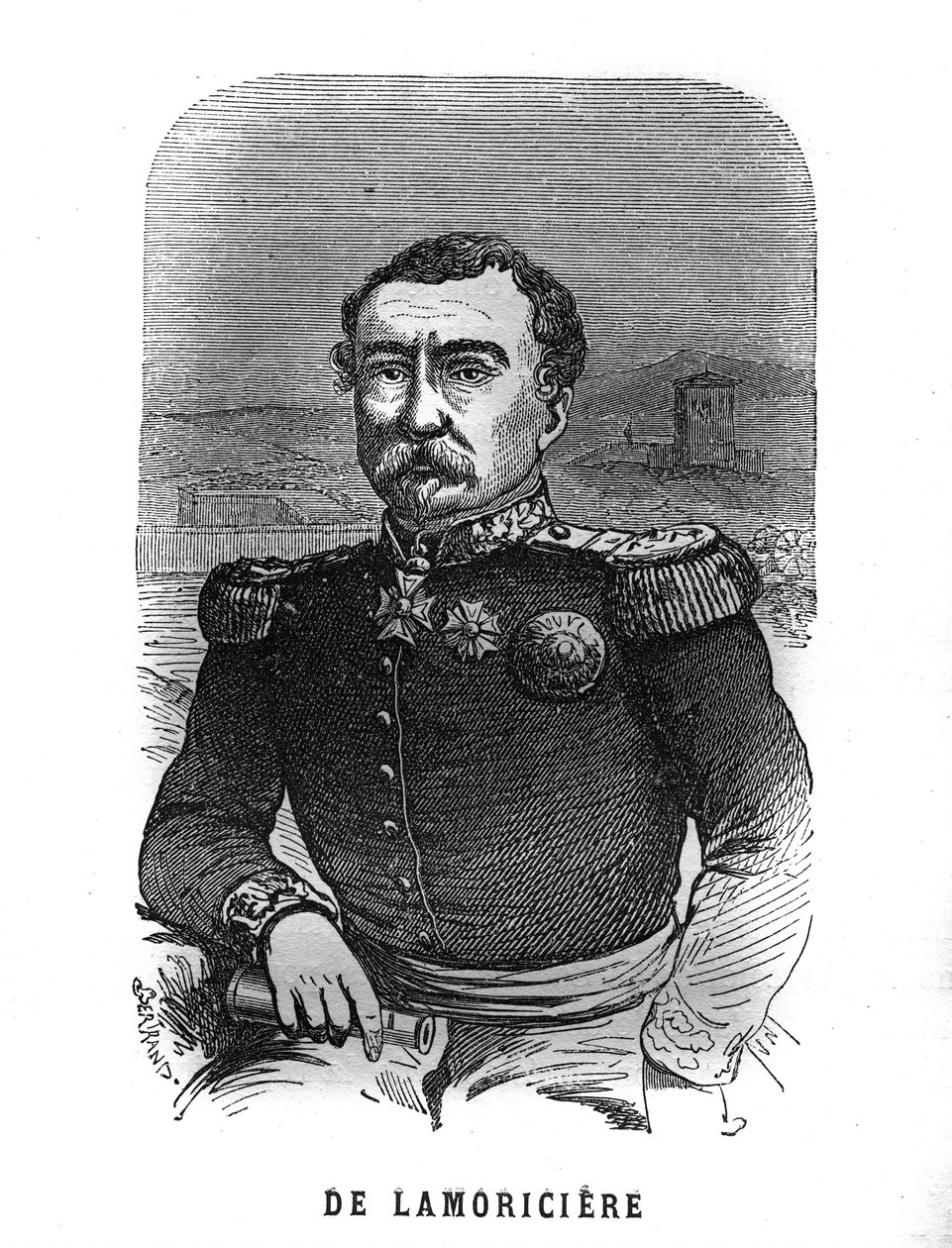 Portrait de Joseph Vantini, dit Youssouf (1808-1866), général français. Gravure dans "Les Illustrations De L