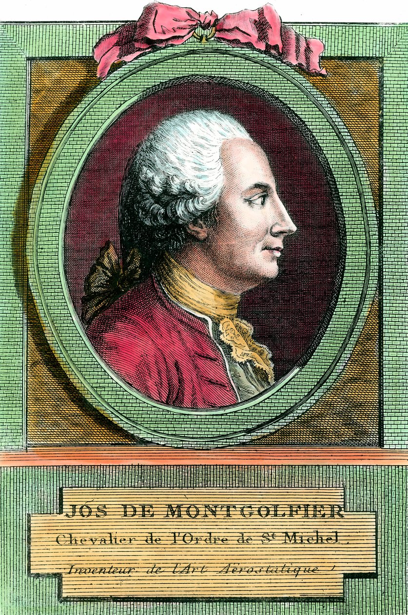 Portrait de Joseph de Montgolfier (1740-1810) inventeur de la montgolfière. Gravure du 18e siècle - French School