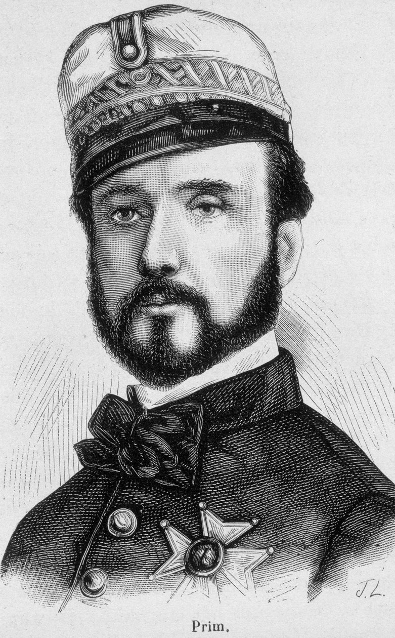 Portrait de Juan Prim y Prats, général et homme politique espagnol (1814 - 1870) - dans « L