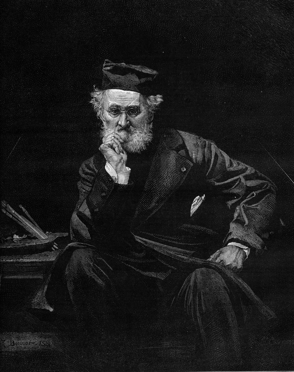 Portrait de Léon Cogniet (1794-1880), peintre français. Gravure dans « Le Monde Illustré » n°1236 du 4 décembre 1880. - French School