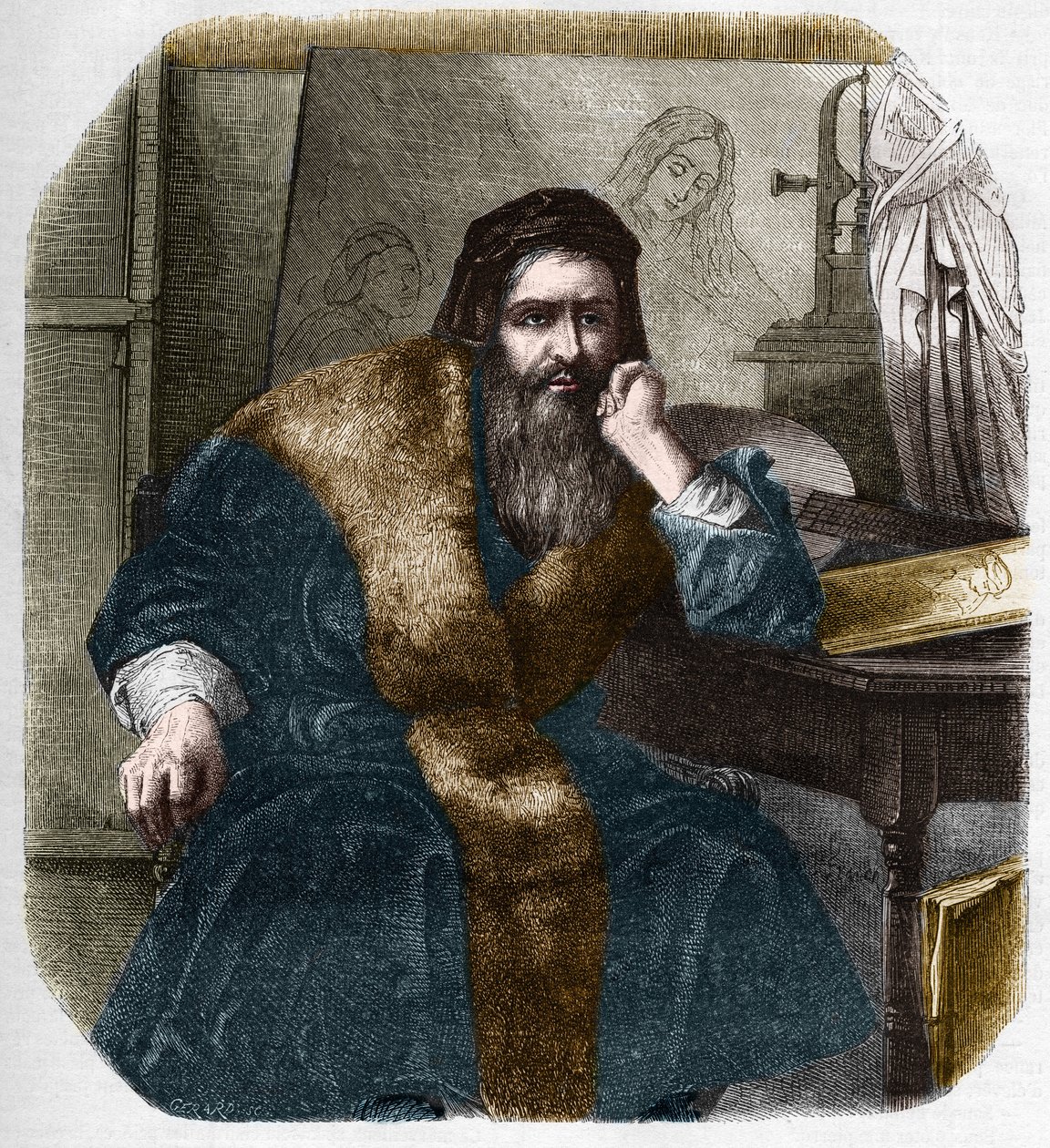 Portrait de Léonard de Vinci (1452-1519) - French School