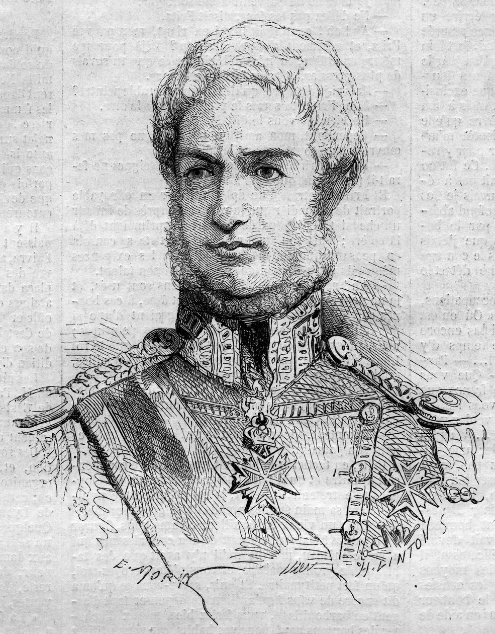 Portrait de Léopold II (1797-1870), Grand-Duc de Toscane. Gravure dans « Le Monde Illustré » n°108 du 7 mai 1859. - French School