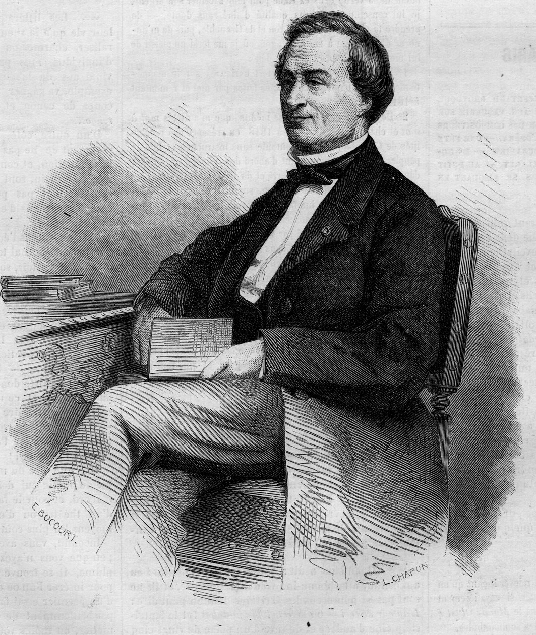 Portrait de Louis Bernard Bonjean (1804-1871), magistrat et sénateur français. Gravure dans « Le Monde Illustré » n°309 du 14 mars 1863 - French School